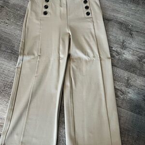 Ann Taylor Cream Trousers with Button Accents
